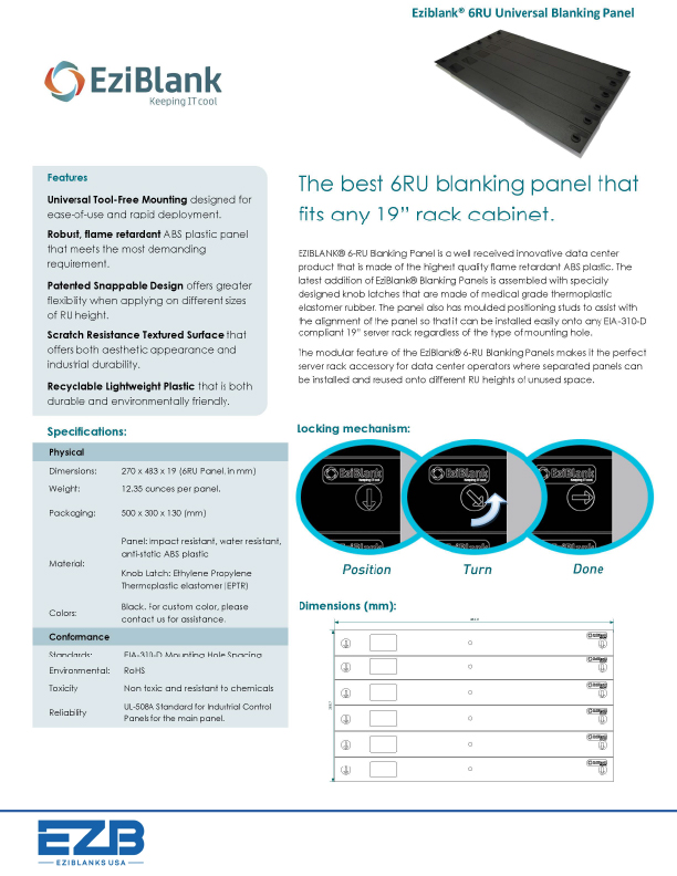 19″ Universal 6RU Modular Blanking Panel (Black) - Image 6