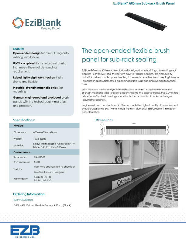 Sub-rack Flexible Brush Panel – 605mm - Image 2